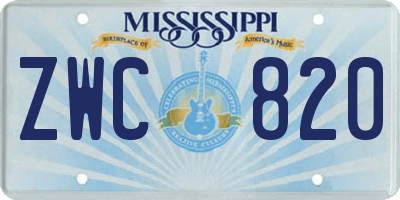 MS license plate ZWC820