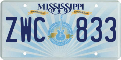 MS license plate ZWC833