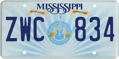 MS license plate ZWC834