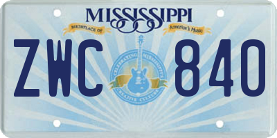 MS license plate ZWC840
