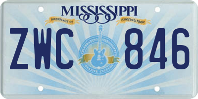 MS license plate ZWC846