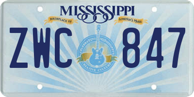 MS license plate ZWC847