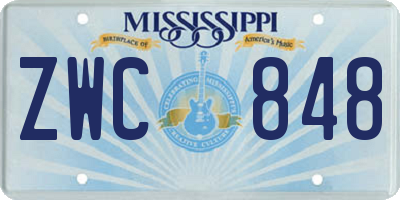 MS license plate ZWC848
