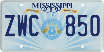 MS license plate ZWC850