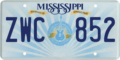 MS license plate ZWC852