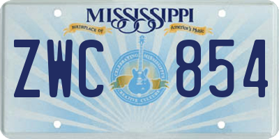 MS license plate ZWC854