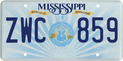 MS license plate ZWC859