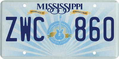MS license plate ZWC860