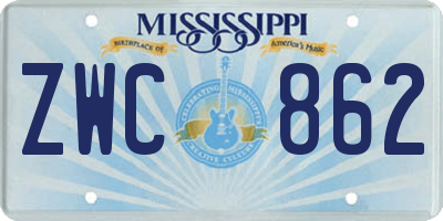 MS license plate ZWC862