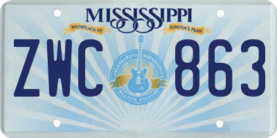 MS license plate ZWC863