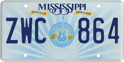 MS license plate ZWC864
