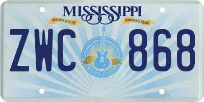 MS license plate ZWC868