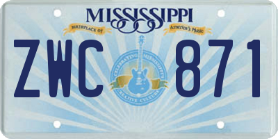 MS license plate ZWC871