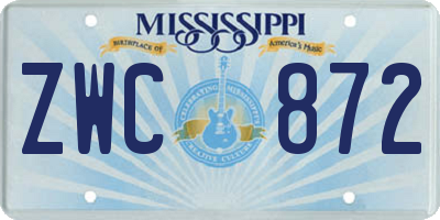 MS license plate ZWC872