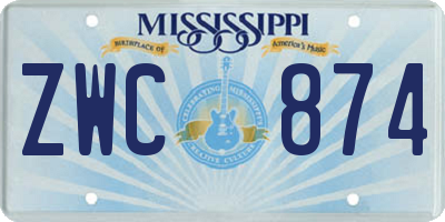 MS license plate ZWC874
