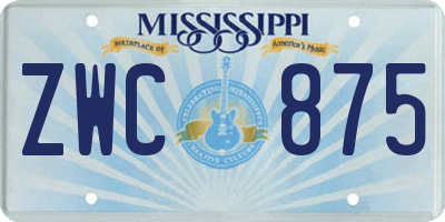MS license plate ZWC875