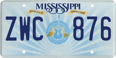 MS license plate ZWC876