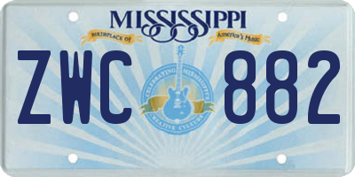 MS license plate ZWC882