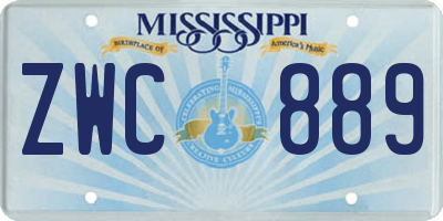 MS license plate ZWC889
