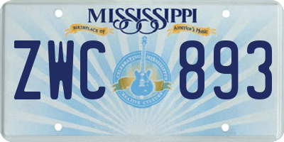 MS license plate ZWC893
