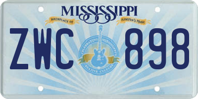 MS license plate ZWC898