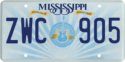 MS license plate ZWC905