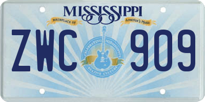 MS license plate ZWC909