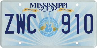 MS license plate ZWC910