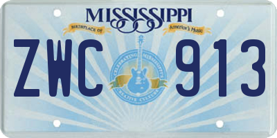 MS license plate ZWC913