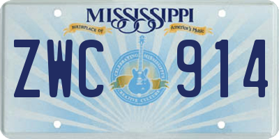 MS license plate ZWC914