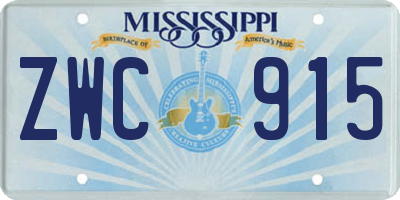 MS license plate ZWC915