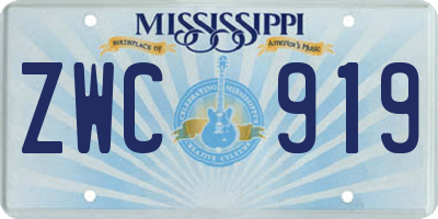 MS license plate ZWC919