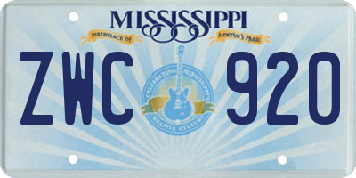 MS license plate ZWC920