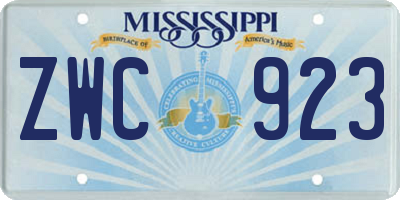 MS license plate ZWC923