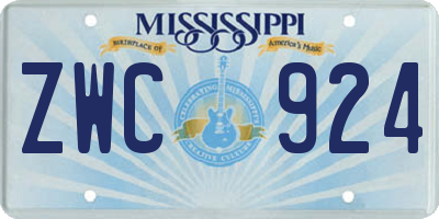MS license plate ZWC924