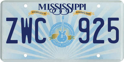 MS license plate ZWC925