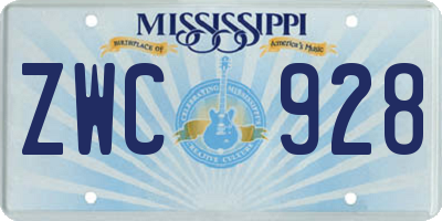 MS license plate ZWC928