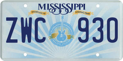 MS license plate ZWC930