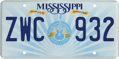 MS license plate ZWC932