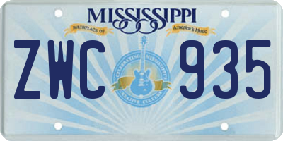 MS license plate ZWC935