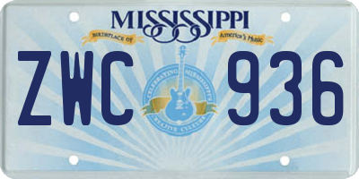 MS license plate ZWC936