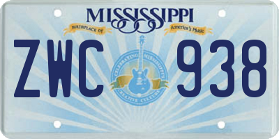 MS license plate ZWC938