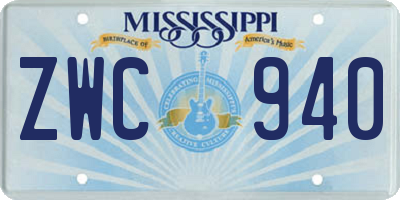 MS license plate ZWC940
