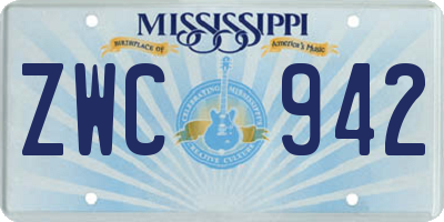 MS license plate ZWC942