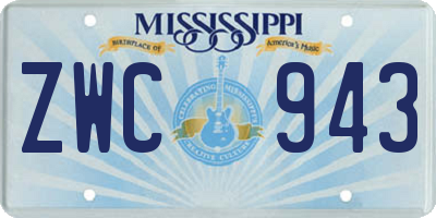MS license plate ZWC943