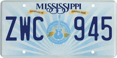 MS license plate ZWC945
