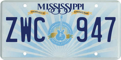 MS license plate ZWC947