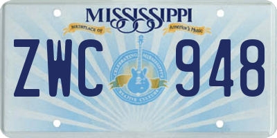 MS license plate ZWC948