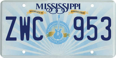 MS license plate ZWC953