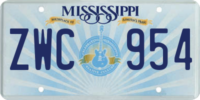 MS license plate ZWC954